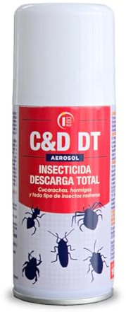 Insecticida descarga total en espacios cerrados, desinfectacion de habitaciones, trasteros o garajes cerrados contra cucarachas y hormigas. 150 ml