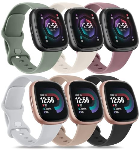 Tobfit 6 cinturini per Fitbit Sense 2, per Fitbit Versa 4, per uomo e donna, in silicone, per Fitbit Versa 3, cinturino Fitbit Sense