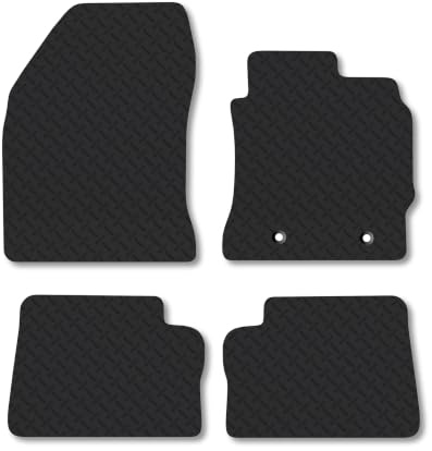 Fits Toyota Auris (2012-2019) 5mm Rubber Car Floor Mats | Tailored Fit Carpet Floor Mats non Slip Red Trim Full Coverage Compatible Accessory Front Rear Anti Slip Granulated Backing