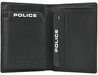Police Herren-Geldbörse aus echtem Leder, vertikal mit Geschenkbox, Schwarz 93 Klein ohne Geldbörse