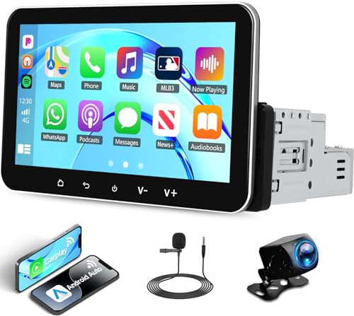 DAB/DAB+ Single Din Android Car Stereo 2G+32G Wireless CarPlay Android Auto Car Radio 1 Din 7 Inch IPS Touchscreen GPS Sat Navi Bluetooth WiFi Mirror Link FM/RDS SWC USB + AHD Reverse Camera