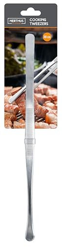 NERTHUS FIH 1473 Pinza de cocina recta de acero inoxidable, 30 cm, herramienta de precisión para emplatado, parrilla y repostería