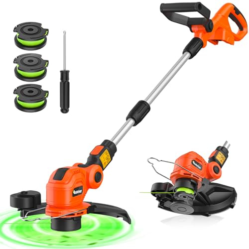 Débroussailleuse sans fil compatible avec batterie Milwaukee M18 18 V - Coupe-bordure de jardin avec diamètre de coupe de 25 cm - Débroussailleuse électrique, désherbante pour pelouse et jardin (sans