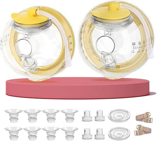 Freihändige Auffangbecher für Medela Milchpumpen, kompatibel mit Freestyle Flex/Pump in Style mit MaxFlow/Swing Max-Pumpenteilen, inklusive 27 mm Flansch + 17/19/21/24 mm Einsätzen