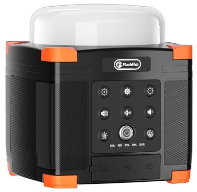 Flashfish FL9-A Multifunktionale Bluetooth Lautsprecher / 56Wh Powerbank/Camping Licht, 360° Surround Stereo Klangfeld,USB-C,BT 5.0，3-in-1 Powerstation/Lautsprecher/Lichter für Zuhause,Party,Outdoor