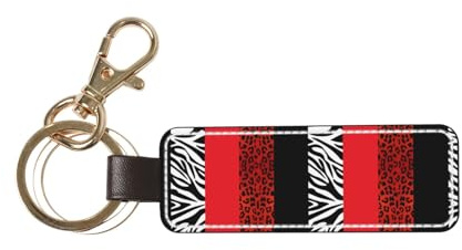Léopard rouge et zèbre,Porte-clés en cuir PU, porte-clés, porte-clés, organisateur, 1 pièce