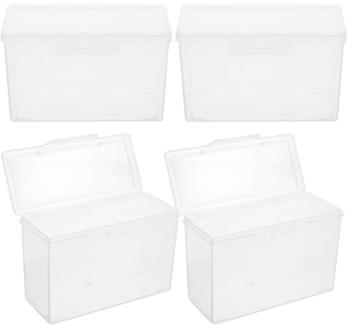FUNNETOYU 4 Stück Fotobox Aufbewahrungsbox Transparente Aufbewahrungsbox Teilig Kunststoff Organizer Box für Fotos Grußkarten Kleinteile Praktische Mini Schachtel für Schreibtisch