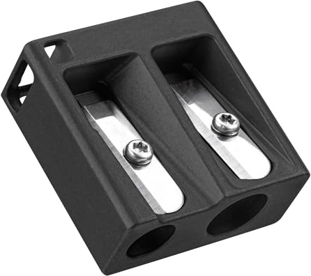 KeyUnity KT02 Titanlegierung-Bleistiftspitzer mit deutscher Stahlklinge, geeignet für Schule, Büro und den Außenbereich (Schwarz, Doppelloch)