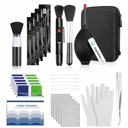 pixly Camera Cleaning Set 16 Pieces; Professional DSLR Cleaning Kit with Bellows, 2-in-1 Lens Pen, Cleaning Brush, Gloves & Microfibre Cloths, for Camera, Lens & Sensor