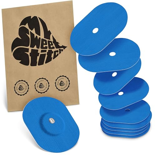 MySweetStitch 10 Fixierpflaster für FreeStyle Libre 3/3 Plus oval Blue | Hilft gegen vorzeitiges Ablösen, wasserfest und schnell trocknend, hautfreundlich, bis zu 15 Tage Halt