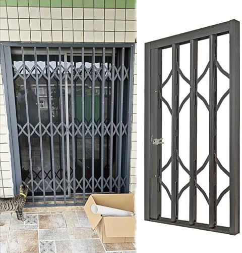 Fenstergitter Einbruchschutz Fenstersicherheitsgitter mit Schloss Und Schlüssel, Sicherheitsgitter für Schiebetüren/Fenster Aluminiumlegierung, Faltbare Einbruchschutzzäune(W125xH100cm/50x40in)