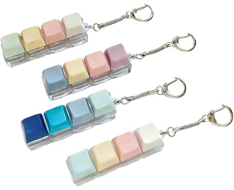 4Pcs Keyboard Fidget Toys Clicky, Clicker Fidget Keychain Toys for Stress Relief -Keyboard Clicker Fidget Toy Clicker Keyboard Finger Keyboard for Adults & Teens