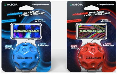 Waboba LED Bounceback Ball rot - leuchtender Spielball für Kinder