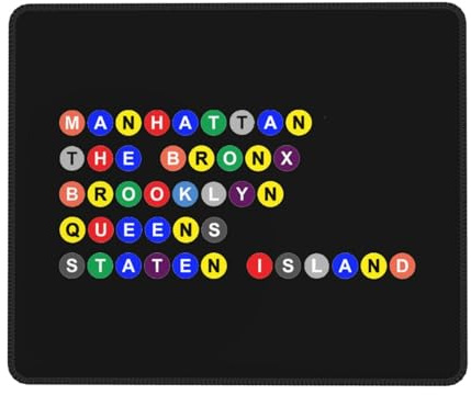 Mauspad Die Fünf New Yorker Stadtbezirke In U-Bahn-Blasen Weiches Mousepad Langlebige Desktop-Mauspad Für Laptop Computer Pc 10X12In