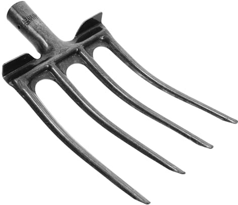 Zerodeko Fourche de Jardin Bêchage Profond Robuste en Acier Argenté à Quatre Dents pour Préparer Champs Avant Plantation Préparer Champs Avant Plantation Travail Agricole