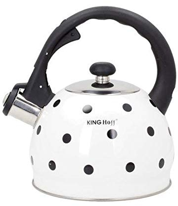 Flötenkessel Whistling Kettle Teekanne Wasserkanne Wasserkessel (Weiß Schwarze Punkte)