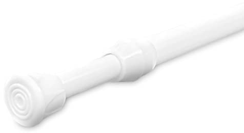 Warehouseshop WSS - White Extendable Telescopic Voile Tension Shower Curtain Holder Curtain Rail Loaded Pole Rod Bath Window (30cm-50cm)