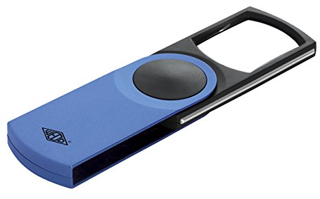 Wedo 2717603 Leuchtlupe Swing-It Kunststoff, 3-fach Vergrößerung, Ausschwenkbare Linse, Automatisches LED Licht 11, 2 x 5, 0 x 1, 3 cm, inkl. Batterien, blau-metallic