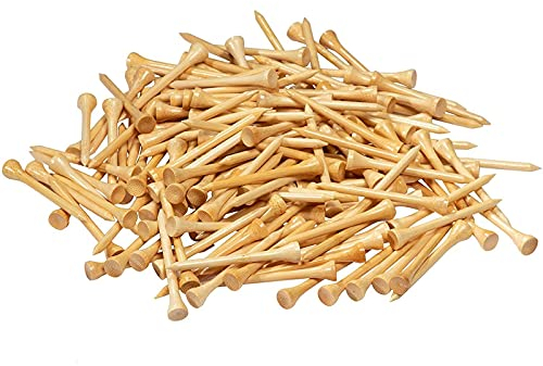 Juvale 300 Stück große Holz-Golf-Tees aus Bambus für Golfclubplätze, Country Club, Golf, Sportturniere, DIY Kunst und Handwerk (7 cm, natürliche Farbe)
