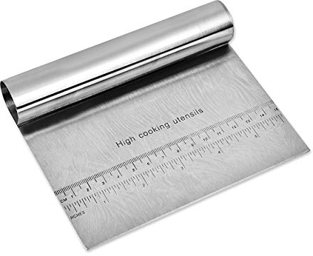 SCSpecial Stainless Steel Dough Cutter Multi-Purpose Bench Scraper Chopper with Measurement Great Pastry Scraper Pizza Cutter