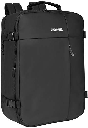 Duronic Laptop Bag LB26 Max Cabin Size Case Flight Approved Carry On 15.6 Inch Internal Laptop Sleeve Luggage Strap Travel Water-Resistant Rucksack Backpack