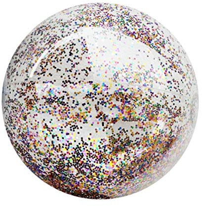 LIOOBO Glitter Confetti Beach Ball,16 Inches Inflatable Beach Ball, Transparent Sequin Ball Kids Water Toys for Swimming
