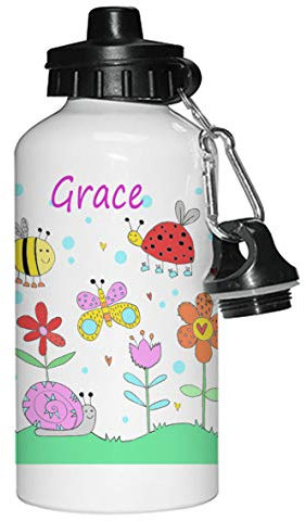 Tigerlilyprints Ladybird Aluminium 400 ml Water Bottle,Kids Water bottle,Personalised,Girls Personalised Bottles