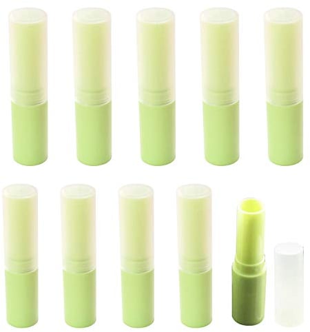 Lippenpflege Hülle Behälter, 10 Stück Leer Lippenpflege Kunststoff Lippenstifthülsen Leer Lippenbalsam Hülsen DIY Lippen Balm Tubes Container Hausgemachte Lippenbalsams Nachfüllbar mit Kappe 4g (Grün)