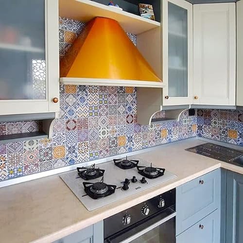 Crédence adhésive cuisine PVC 190_x_60_cm Azulejos Rouleau adhesif decoratif 100% fabriqué en Italie, avec encre non toxique, ignifuge et résistant à l'eau