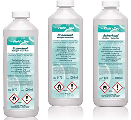 Fluid-Tec 3 Liter Scherkopfreiniger Nachfüllflüssigkeit für Reinigungskartusche, Rasierer Reinigungsflüssigkeit kompatibel mit Braun Reinigungsstation Serie 3/5/7/9
