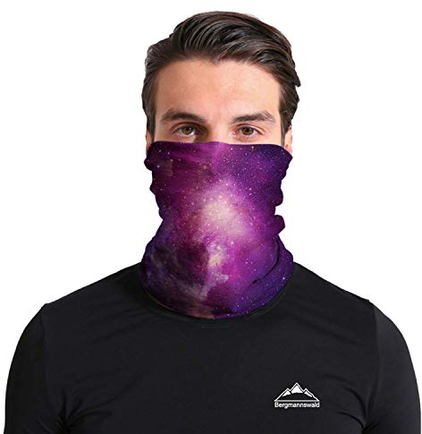 Bergmannswald® umgenähtes Multifunktionstuch - atmungsaktiv und flexibel - Ideal zum Sport, Reisen oder Motorradfahren (Galaxy, 1er Pack)
