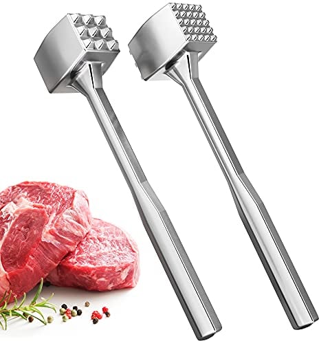 Meat Tenderizer 1 pcs Aluminium Mallet Dual-Sided - Tenderizer Tool Kitchen Pounder - Home Hammer for Tenderizing Ice Steak Stainless Veal & Chicken Safe Beater 1309479
