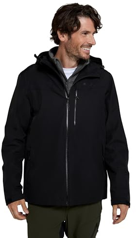 Mountain Warehouse Brisk Extreme wasserdichte Herrenjacke – verstellbare ärmelbündchen/Kapuze, Regen-/Herbstjacke, versiegelte Nähte, atmungsaktiv - zum Campen, Reisen Tiefschwarz Small