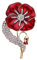 HMOOY Emaille Mohn Blume Brosche Pin Abzeichen Damen Herren Gold Kristall Rot Blume Legion Brosche Veteranen Memorial Day Festival Unisex (Red)