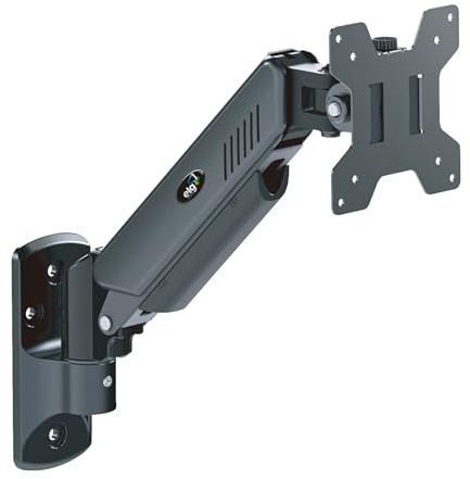 ELG Full Motion Swivel Monitor Wall Mount Stand Gas Spring for 17” to 35'' Display (4.4lbs to 19.8lbs Load), Arm Max Extension 15 inches, Computer Monitor Bracket, F410, Black
