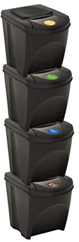 vidaXL Cubos de Basura apilables 4 Piezas Gris Antracita 100 L
