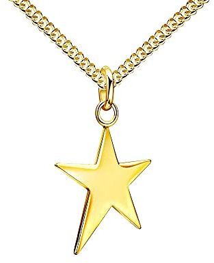 JEVELION Damen-Gold-Stern Fünfstern Anhänger 585 Gelbgold 14 Karat / 14K Gold für Damen Mit Kette - Kettenlänge 40 cm.