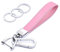 Wisdompro Portachiavi per auto in vera pelle, universale, resistente, portachiavi da donna per chiavi dell'auto, rotazione a 360 gradi, con anello a D anti-smarrimento e 3 portachiavi, rosa