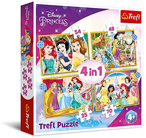 4 in 1 Puzzle 35, 48, 54, 70 Teile - Prinzessinnen