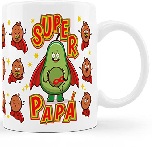 Bee Ingenious Taza Super papa Taza Aguacate Super Regalo futuros padres Regalos para padres Regalos originales para padres primerizos (Súper Papá)