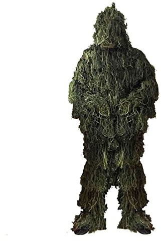 Splenlife Tarnkleidung Kinder Jungen，Tarnanzüge Wald Woodland Paintball AusrüStung Set MäNner Tactical Poncho Jagt Jacken Jagd Hose Snipes Maske Outdoor MilitäR Anzug，Tarnanzug XXL GrößE S
