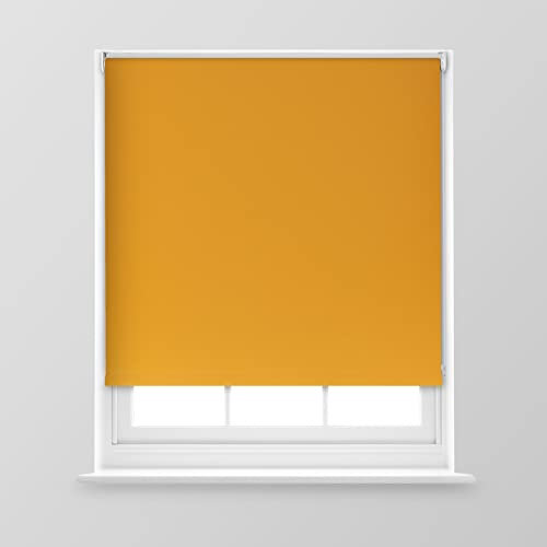 A.Unique Home Premium Trimmable Thermal Blackout Roller Window Blind in a Variety of Colours and Sizes Ideal for any Room - 6FT - Ochre - 180cm (W) x 170cm (L) | 70.8 (W) x 66.9 (L)