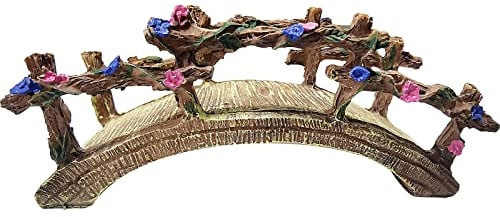 MUAMAX Miniature Fairy Garden Bridge - Resin Craft Cute Artificial Micro Landscape Bridge for Dollhouse Ornament (Flower Bridge)