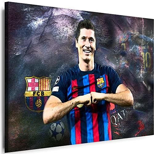 Myartstyle - Bilder R.Lewandowski Sport Fußball 60 x 40 cm Leinwandbilder Xxl - 1 Teilige Wandbilder Kunstdrucke w-a-2045-37
