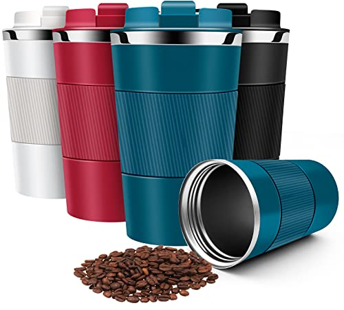 Hongtellor Travel Mug,510ml/18oz Insulated Coffee Cup with Leakproof Lid - Vacuum Insulation Stainless Steel for Hot and Cold Water Coffee and Tea(Blue)