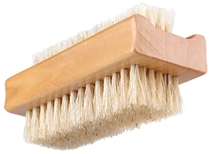 Fingernagelbürste aus Holz mit natürlichen Schweineborsten Doppelseitige Fingernagelbürste zum Schrubben von Fingernägeln und Zehen (Buchenholz) Gesichtsdampfer Pads (Yellow, One Size)