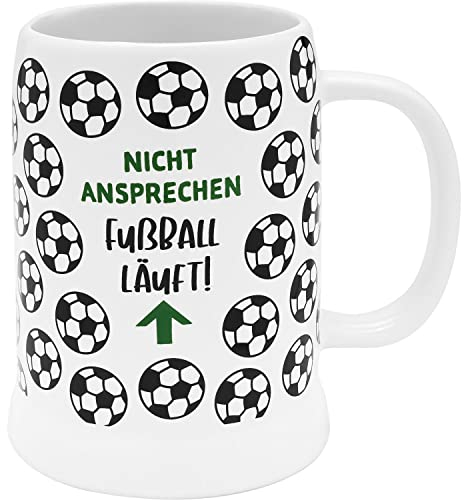 GRUSS & CO Krug mit Motiv Fußball | Krug aus Steinzeug, 60 cl, farbig bedruckt | Geschenk lustig, Männergeschenk | 48225