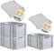 PROREGAL SuperSparSet 3x Eurobox NextGen Economy mit Scharnierdeckel & gelben Verschlüssen | Griffe offen | HxBxT 32x40x60cm | 65 Liter | Eurobehälter Transportbox Transportbehälter Stapelbehälter