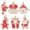 Beebeecraft 1 Box 6 Stück 6 Stile Weihnachtsanhänger Rot & Weiß Emaille Zuckerstange Anhänger Charms Für DIY Halskette Baumelnde Ohrringe Armband Schmuckherstellung