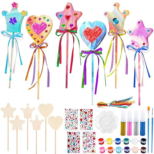 Baguette magique DIY - Baguette magique en bois pour enfants - Baguettes magiques - Kit de bricolage pour enfants - anniversaire d'enfant - Cadeau de bricolage pour filles 6 7 8 9 10 ans